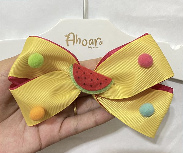 Laço Infantil Grande de Gorgurão Melacia e Bolinhas Coloridas Roana