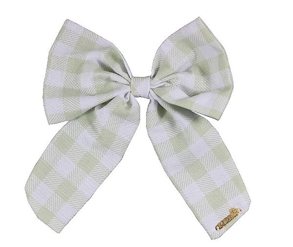 Laço Infantil Grande Xadrez Verde e Branco Roana