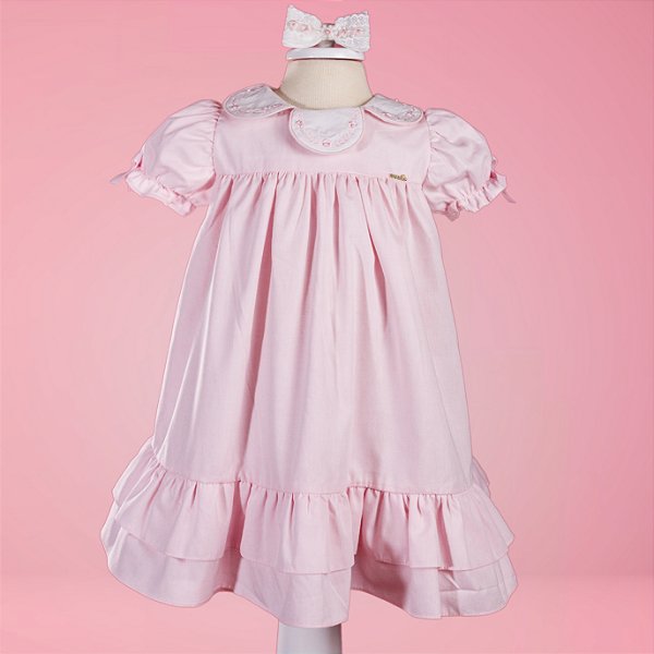 Vestido Infantil Algodão Doce Rosa Roana