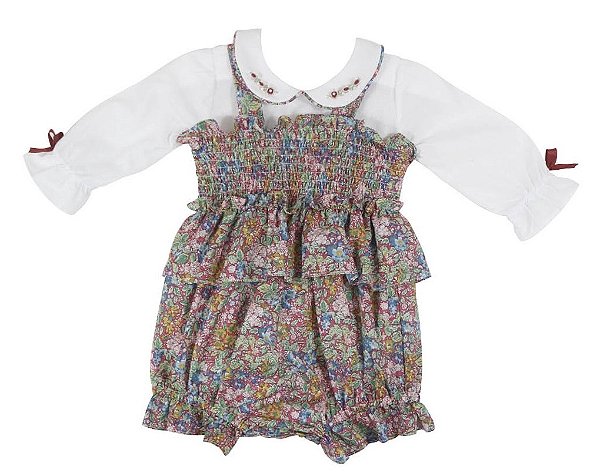 Jardineira Infantil com Body Boho Chic Estampado Roana