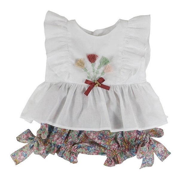 Conjunto Infantil Bata com Culote ou Short Boho Chic Estampado Roana
