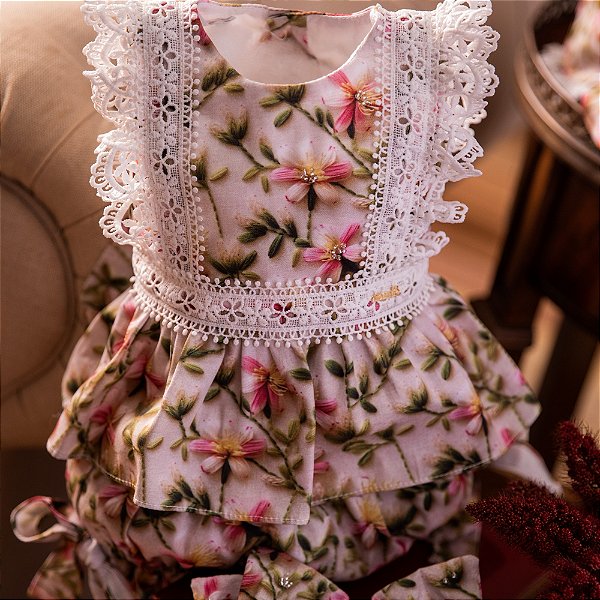 Conjunto Infantil Florido Bata com Culote ou Short Contos do Jardim Roana