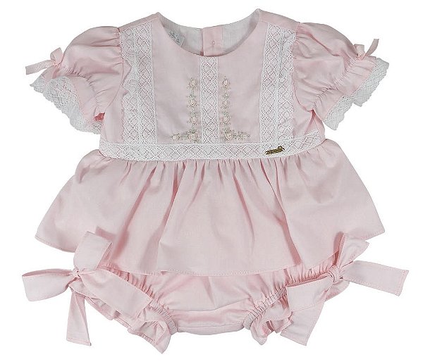 Conjunto Infantil Bata com Culote ou Short Rosa Roana