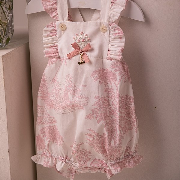 Pimpao Infantil Toile du Jouy Casinhas Rosa Estampado Roana