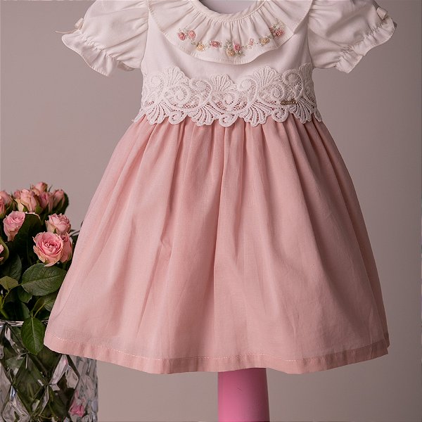 Vestido Infantil Luxo Gracioso Rosa Roana