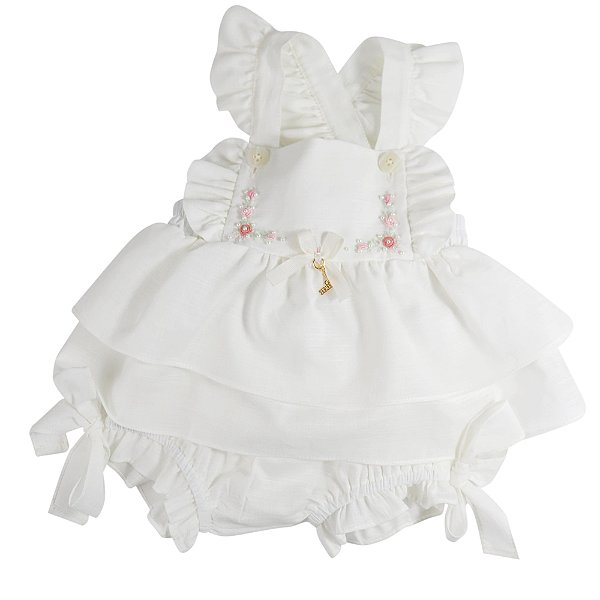 Conjunto Infantil Bata com Culote ou Short Encanto Marfim Roana