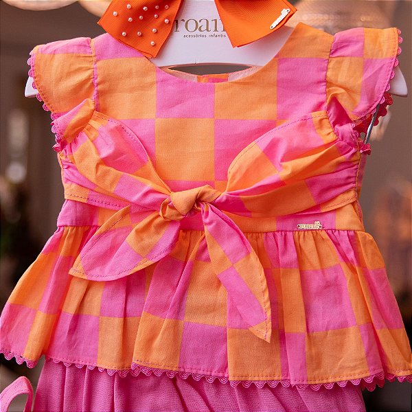 Conjunto Infantil Bata com Culote ou Short Encanto de Verão Rosa Roana