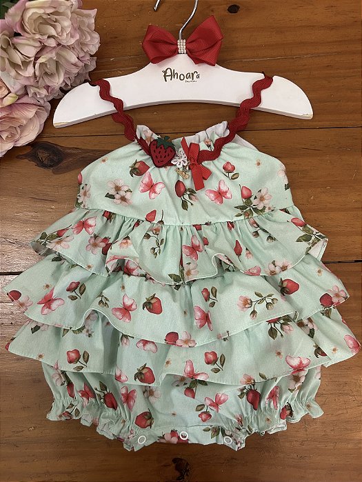 Pimpão Infantil Doce Moranguinho Estampado Verde Roana