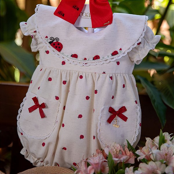 Pimpão Romper Minha Joaninha Marfim Roana