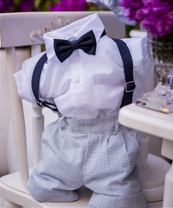 Conjunto Short com Suspensório Menino Roana - Azul