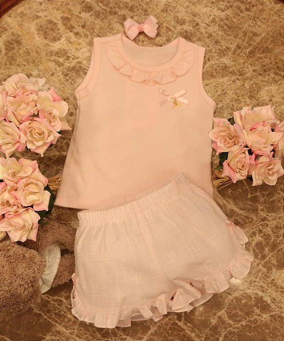 Pijama Menina Sonho de Brincar Rosa Listrado - Roana