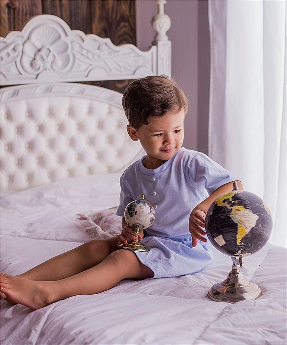 Pijama Menino Sonho de Brincar Azul Liso - Roana