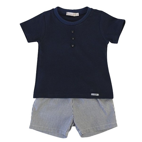 Pijama Menino Sonho de Brincar Azul Marinho Listrado - Roana
