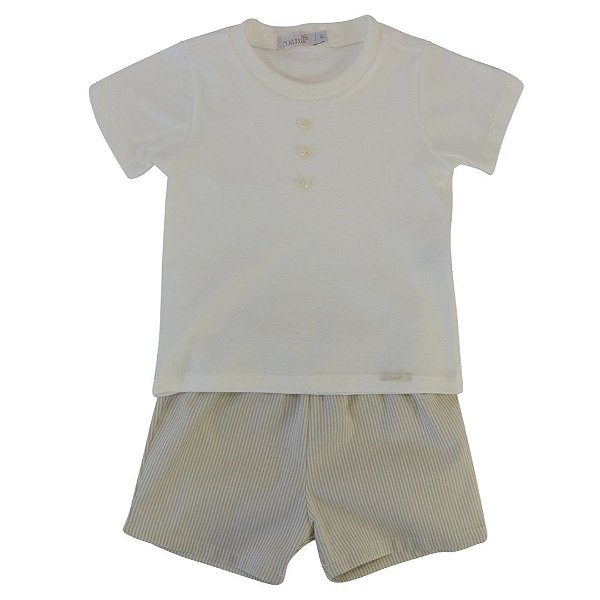 Pijama Menino Sonho de Brincar Bege Listrado - Roana