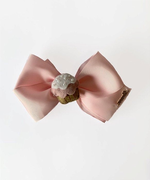 Laço Infantil Gorgurão Grande Cupcake Rosa Roana