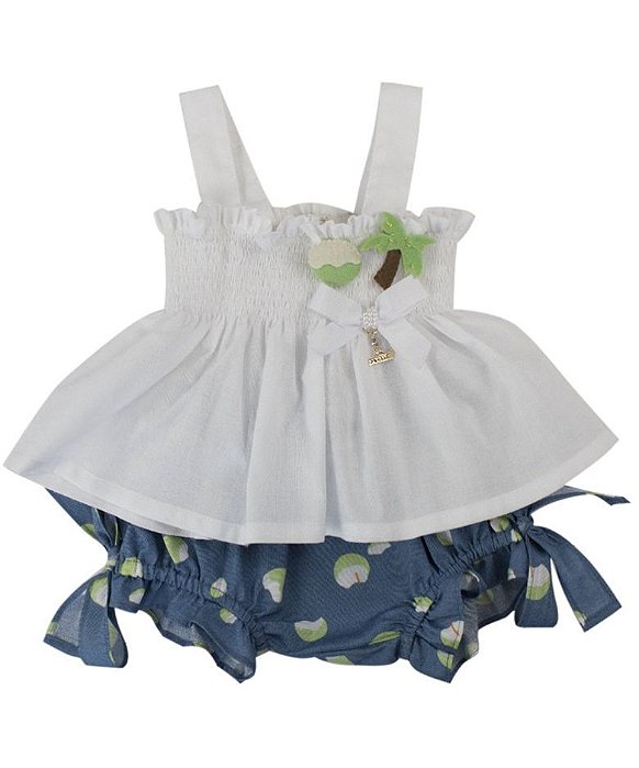 Bata Com Culote Menina Roana - Azul Estampado