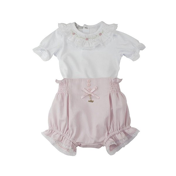 Body Com Culote Menina Borboleta Roana - Rosa