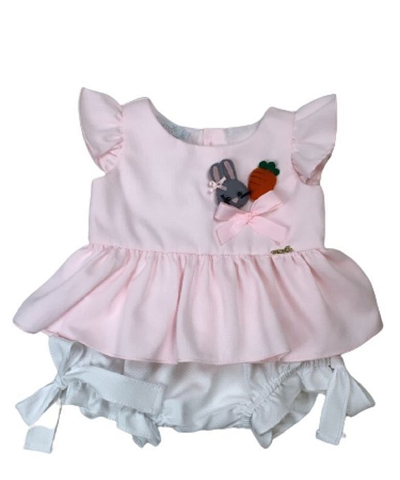 Conjunto Bata Com Culote ou Short Menina Roana Rosa