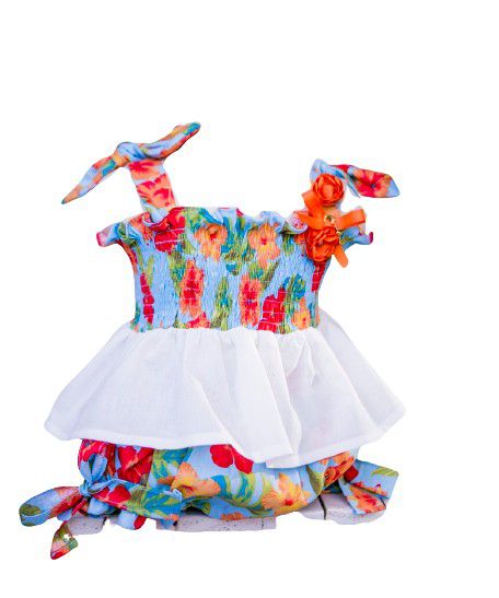 Bata Com Culote Menina Roana - Estampado Azul