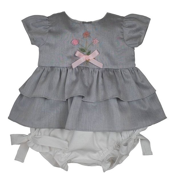 Conjunto Bata Com Culote ou Short Menina Roana Cinza