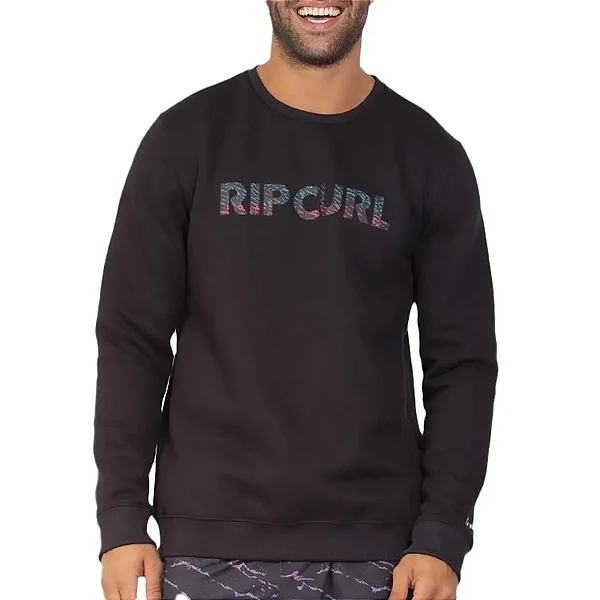 Moletom Rip Curl Careca Brand Wordmark Medina WT23 - Preto