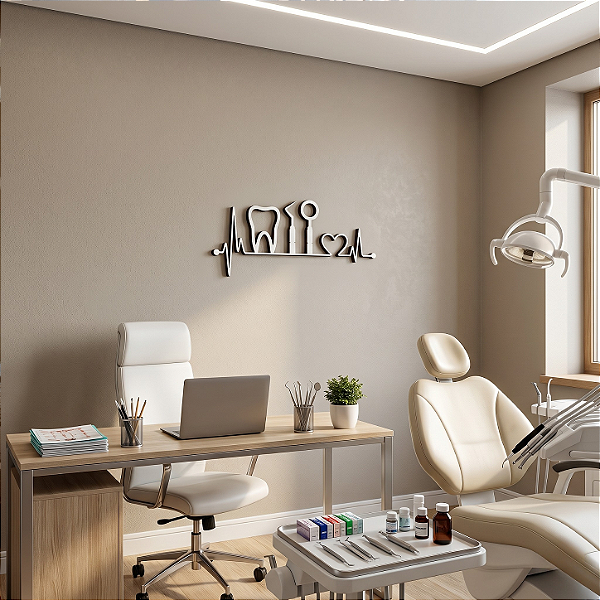 Quadro de Profissão | Batimentos Odontologia - Escultura de Parede em MDF