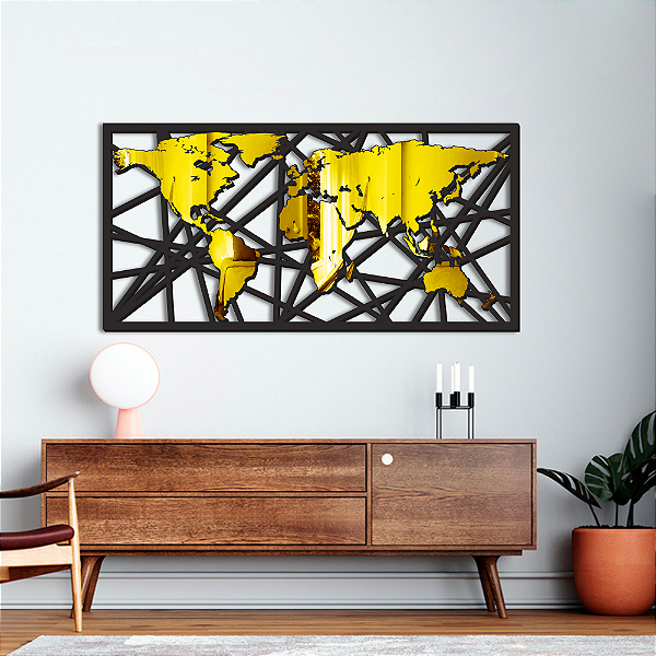 “Mapa Mundi” - Peça Decorativa com Acrílico em MDF Premium