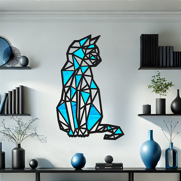 “Gato Geométrico” - Peça Decorativa com Acrílico em MDF Premium