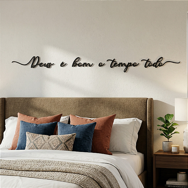 Escultura de Parede em MDF - Frase de Parede Religiosa em Lettering | Deus é bom o tempo todo