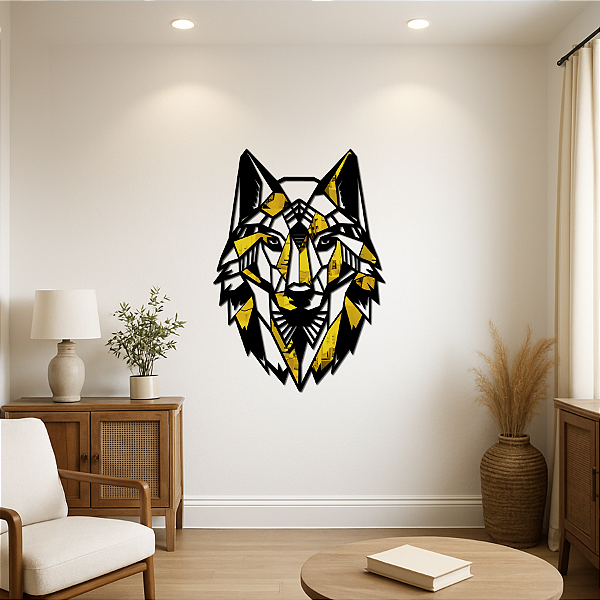 “Lobo Geométrico” - Peça Decorativa com Acrílico em MDF Premium