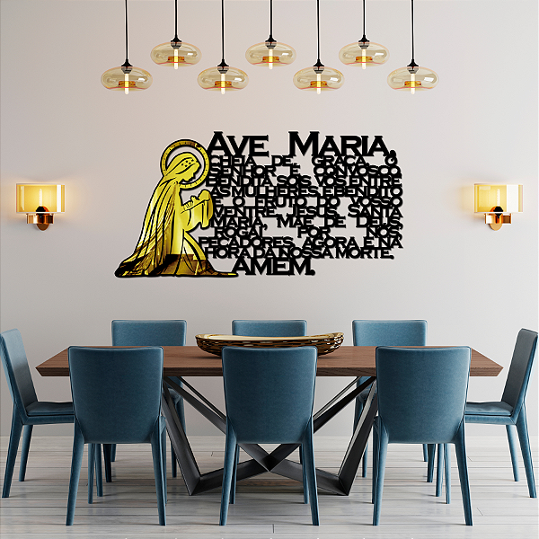 Oração Ave Maria com Acrílico Espelhado
