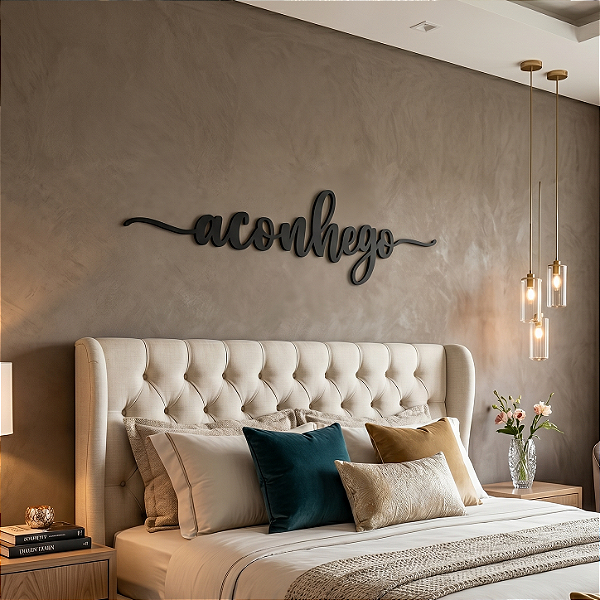 Palavra de Parede em Lettering | Aconchego - Escultura Decorativa em MDF