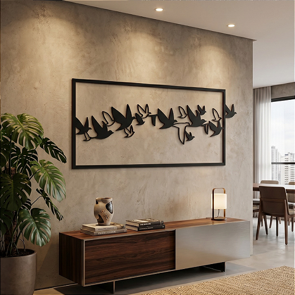 Escultura de Parede Decoranza em MDF Premium | Pássaros Livres