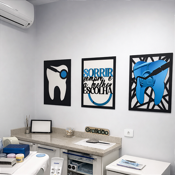 “Trio Odontologia” - Peça Decorativa com Acrílico em MDF Premium