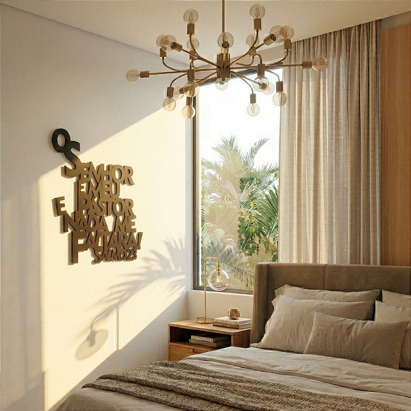 "Salmo 23 - O Senhor é Meu Pastor " - Frase de Parede em MDF Premium