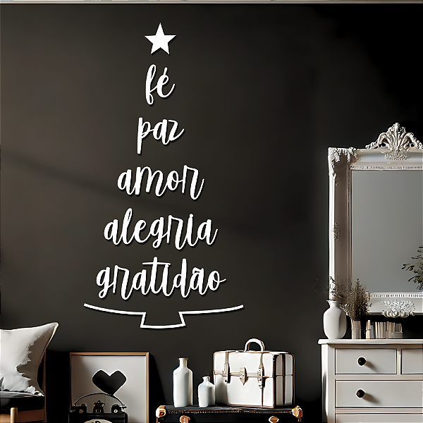 Escultura de Parede em MDF – Kit de Palavras Decorativas em Lettering | Árvore De Natal Em Palavras