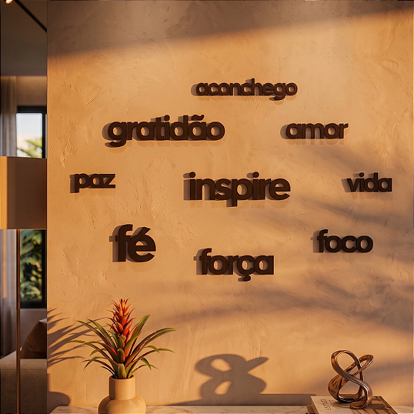 Kit de Palavras de Parede | 9 Palavras Inspiradoras - em MDF Vazado