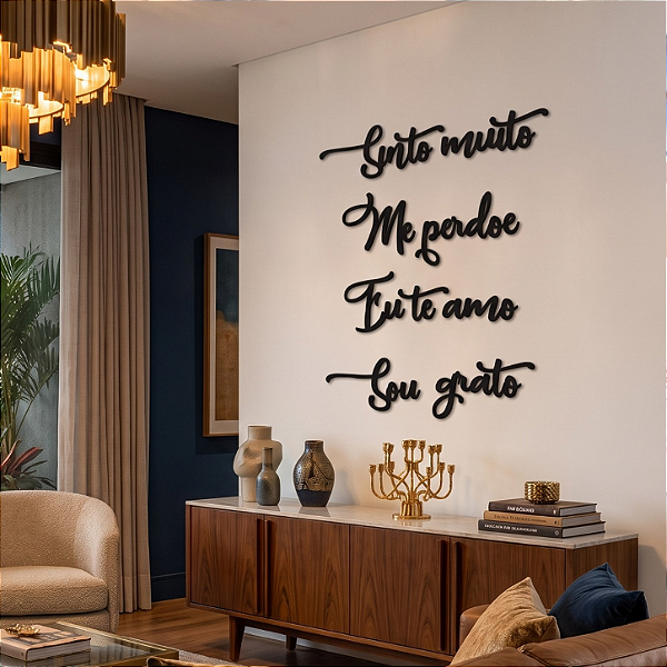 Frase de Parede em Lettering | Ho'oponopono - Mantra de Cura em MDF