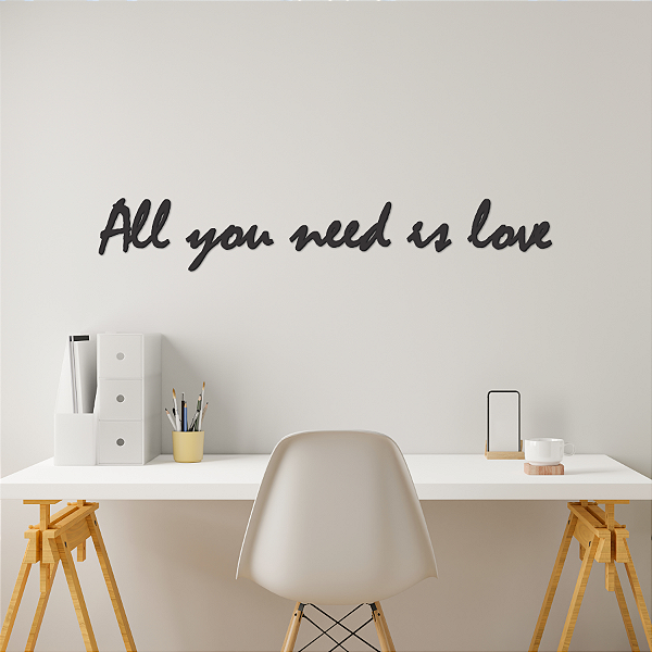 Escultura de Parede em MDF - Frase de Parede em Lettering | "All You Need is Love"