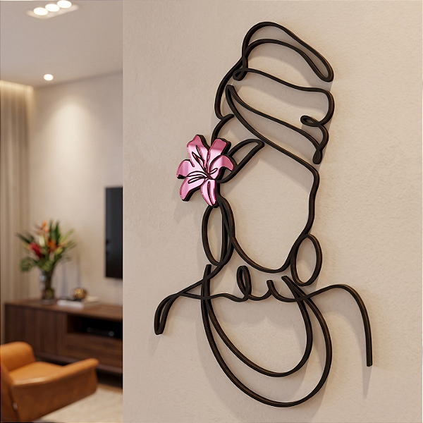 Escultura de Parede | Figura Feminina Flor de Bruma - em MDF com Acrílico Espelhado