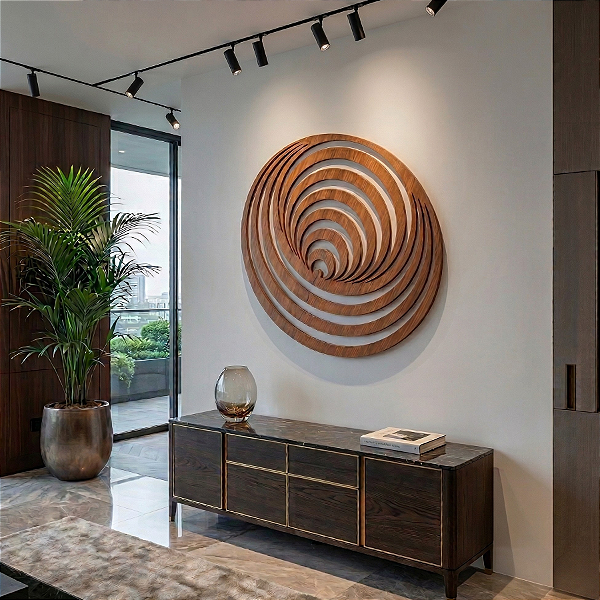 Escultura de Parede em MDF – Arte Abstrata e Geométrica | Vórtice