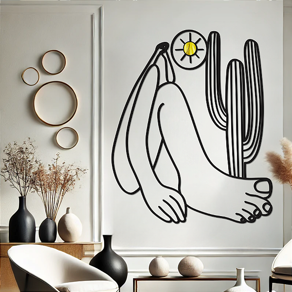 Escultura de Parede em MDF com Acrílico Espelhado - Releitura Artística |"O Abaporu" - Obra de Arte de Tarsila do Amaral