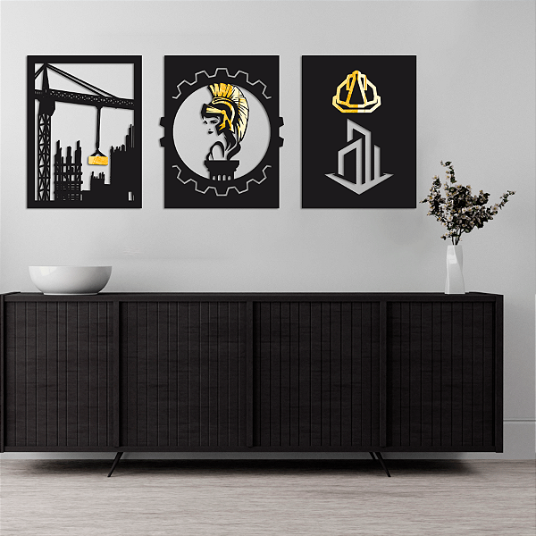 "Trio Engenharia" - Peça Decorativa com Acrilico em MDF Premium