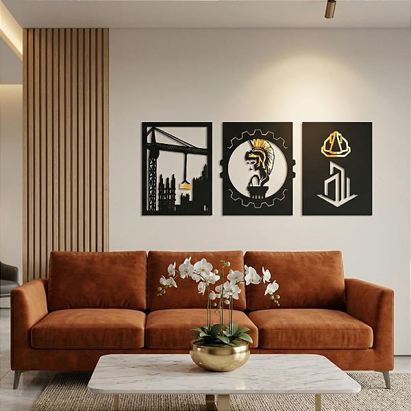 "Trio Engenharia" - Peça Decorativa com Acrilico em MDF Premium