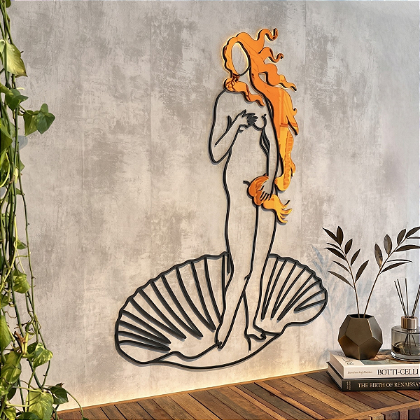 Escultura de Parede em MDF com Acrílico Espelhado - Releitura Artística | O nascimento de Venus
