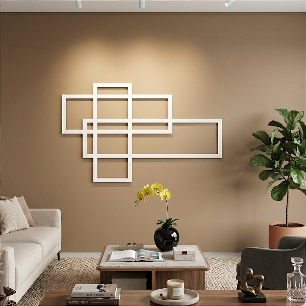 Escultura de Parede em MDF – Abstrata e Geométrica | Abstração Retangular