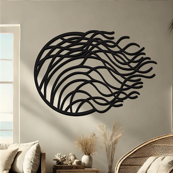 Escultura de Parede em MDF – Painel Abstrato Marítimo | Dança das Águas Vivas
