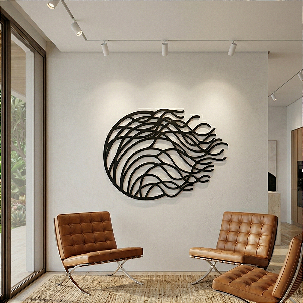 Escultura de Parede em MDF – Painel Abstrato Marítimo | Dança das Águas Vivas