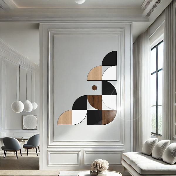 Escultura de Parede em MDF – Geometria Abstrata | Alma em Construção