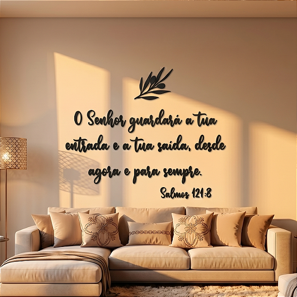 Frase de Parede Religiosa | Salmos 121:8 (O Senhor Guardará a Tua Saída) - em MDF